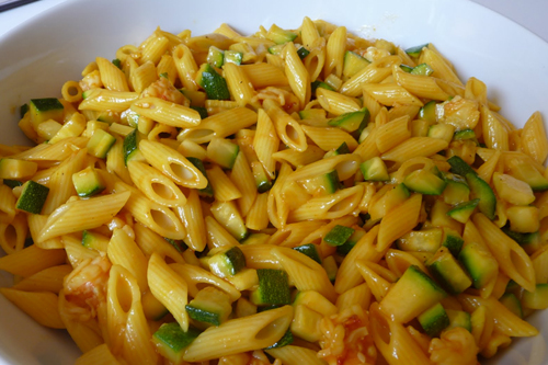 Penne gamberi e zucchine